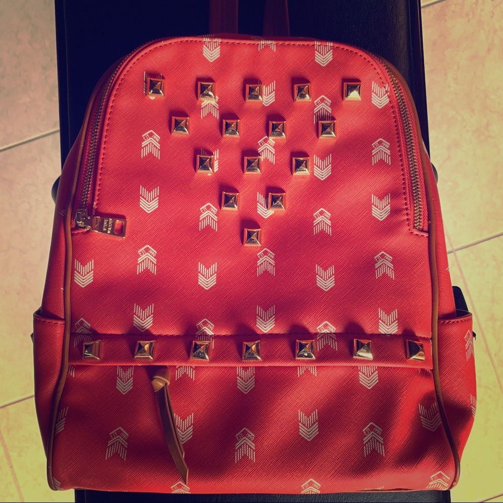 Steve Madden Orange/Gold Studded Backpack